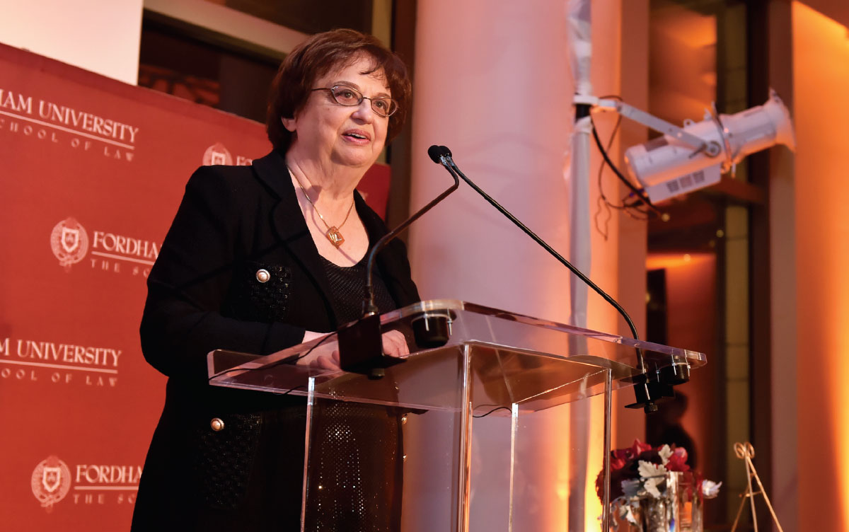 Barbara D. Underwood accepting the Fordham-Stein Prize award