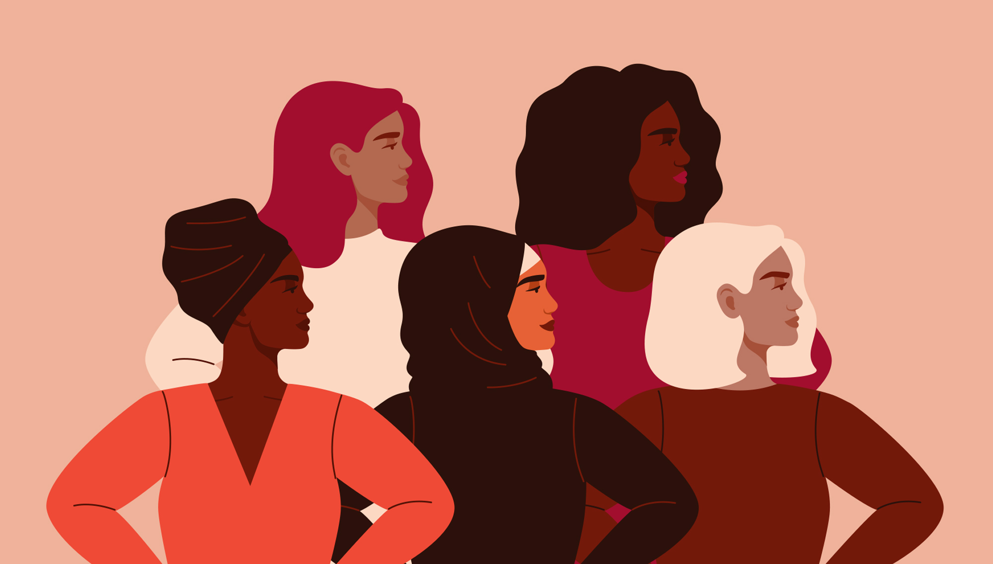 Illustration of five ethnically diverse women