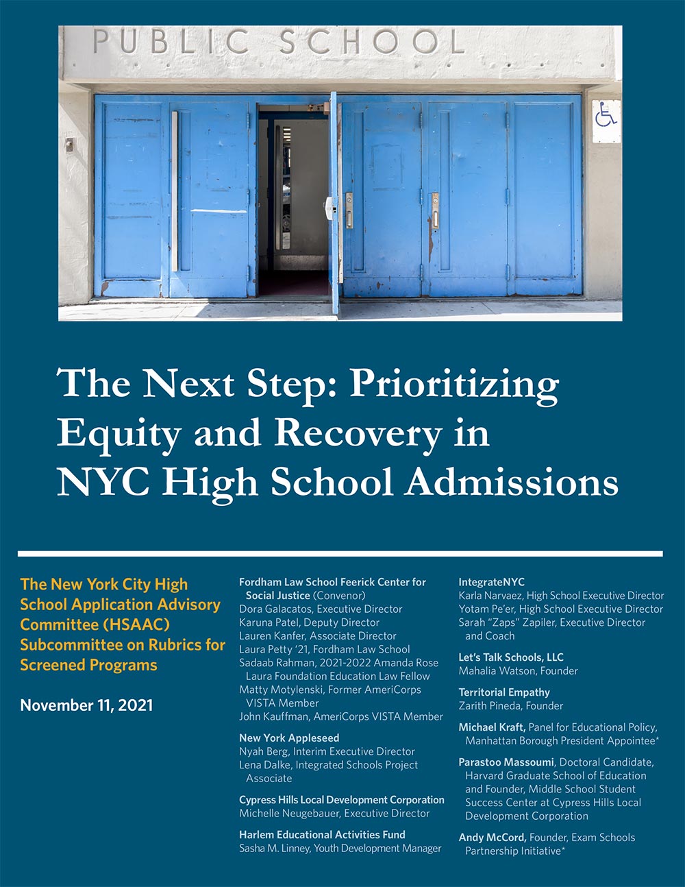 The Next Step: Prioritizing Equity and Recovery in NYC High School Admissions Cover