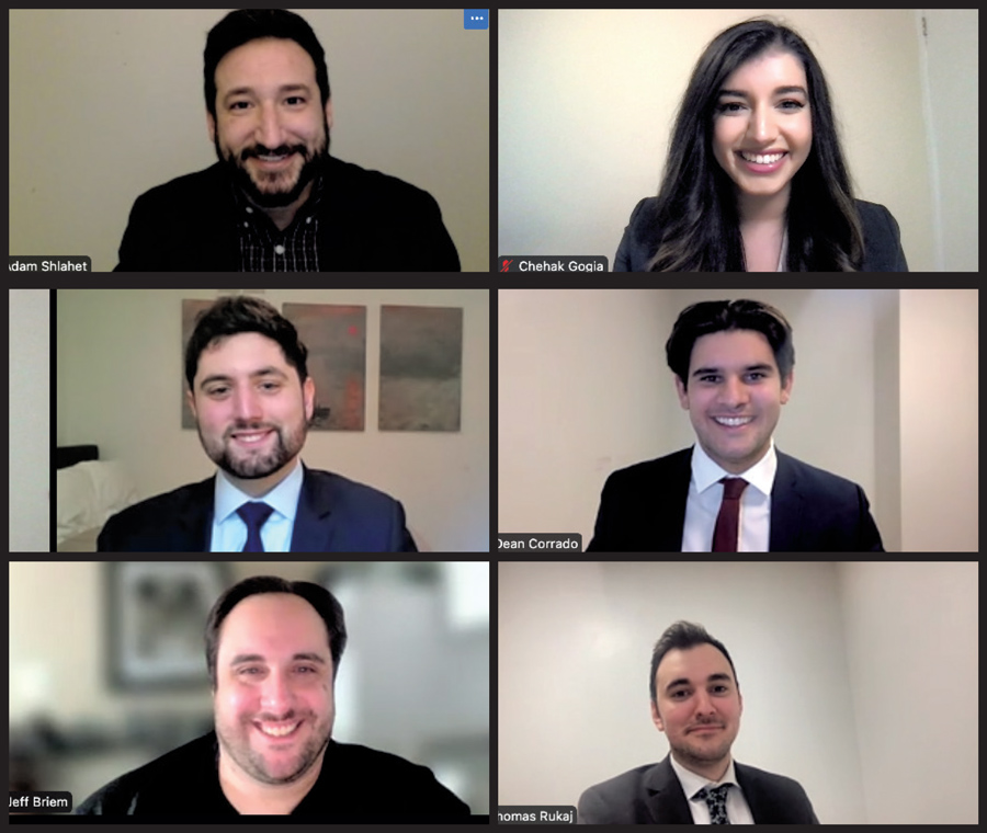 screenshots of lawyers on a zoom call