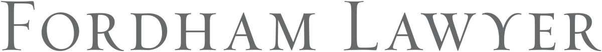 Fordham Lawyer typography uppercase letter form logo in dark grey